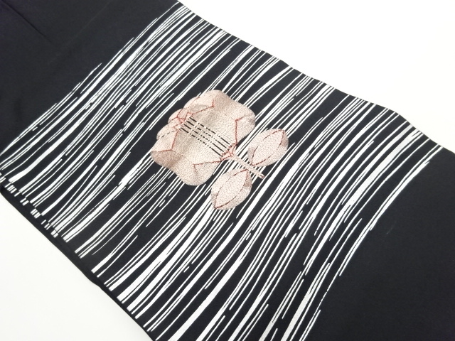 JAPANESE NAGOYA OBI / EMBROIDERY / KINSAI / WOVEN CAMELLIA